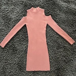 Cold shoulder knit sweater dress